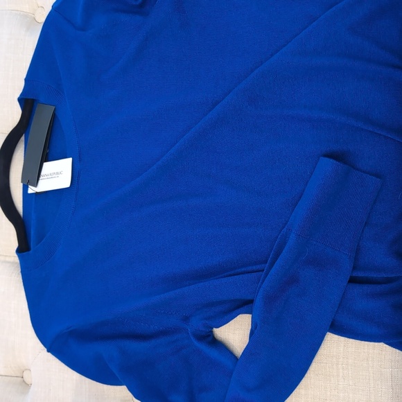 Banana Republic Royal Blue Silk Cashmere Sweater Large NWT - Picture 7 of 8